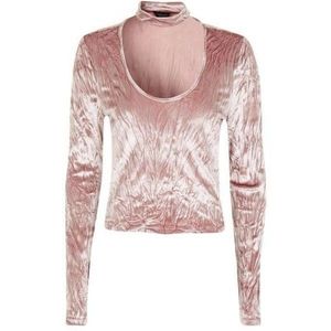 Topshop pink crushed velvet choker top- 90s vintage style